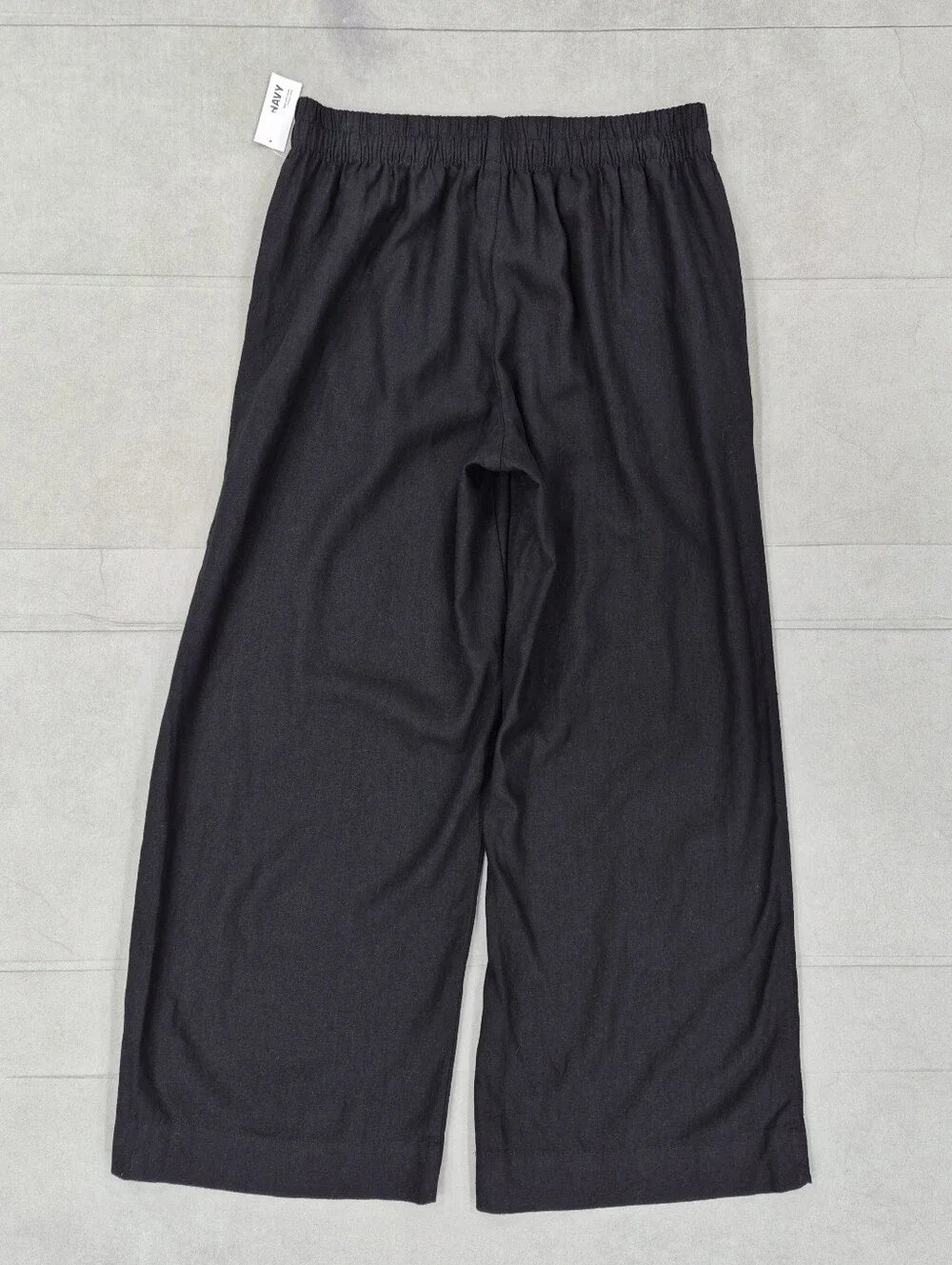 Old Navy Super Wide Leg Linen blend pants women's medium black high rise pull on